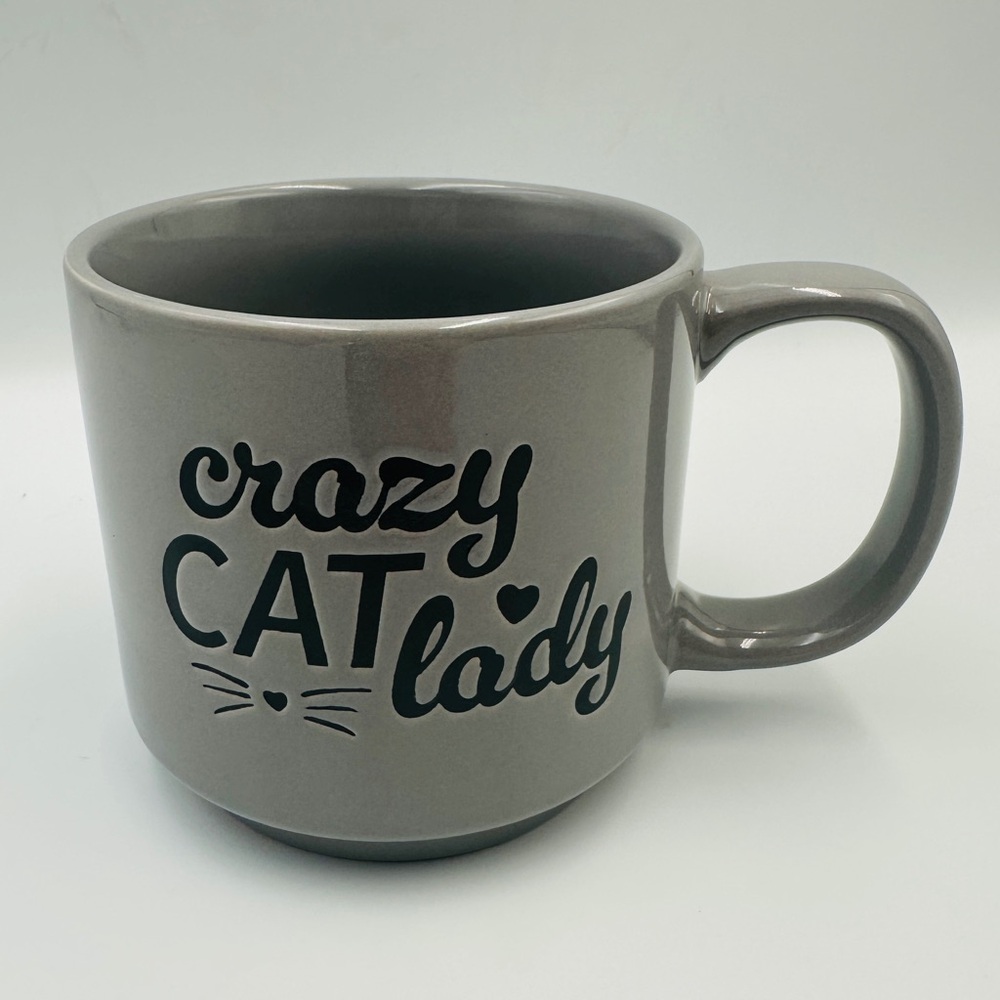 Gray And Black Crazy Cat Lady Ceramic Coffee Mug Cup